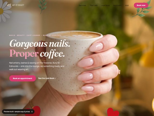 Art of Beauty Café website homepage